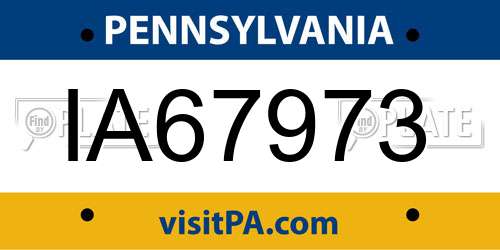 IA67973 Pennsylvania License Plate