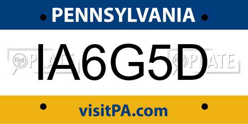 IA6G5D Pennsylvania License Plate