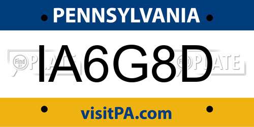 IA6G8D Pennsylvania License Plate