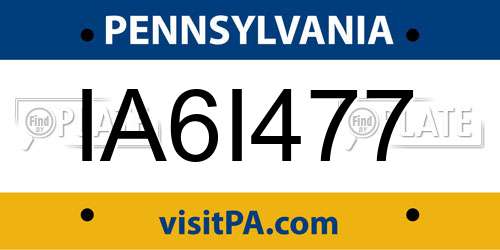 IA6I477 Pennsylvania License Plate