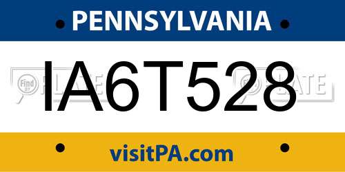 IA6T528 Pennsylvania License Plate