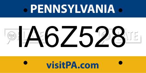 IA6Z528 Pennsylvania License Plate