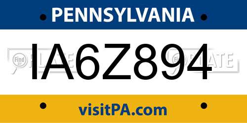 IA6Z894 Pennsylvania License Plate