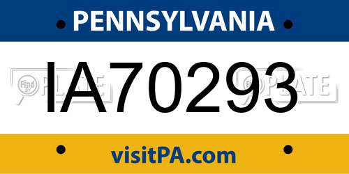 IA70293 Pennsylvania License Plate