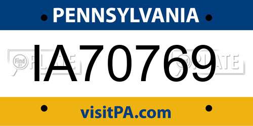 IA70769 Pennsylvania License Plate