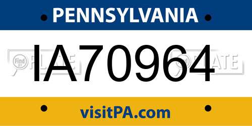 IA70964 Pennsylvania License Plate