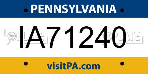 IA71240 Pennsylvania License Plate