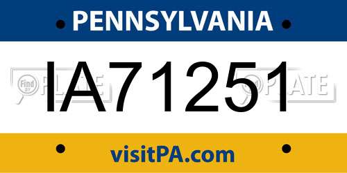 IA71251 Pennsylvania License Plate