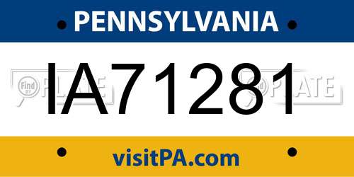 IA71281 Pennsylvania License Plate