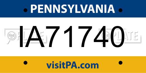 IA71740 Pennsylvania License Plate