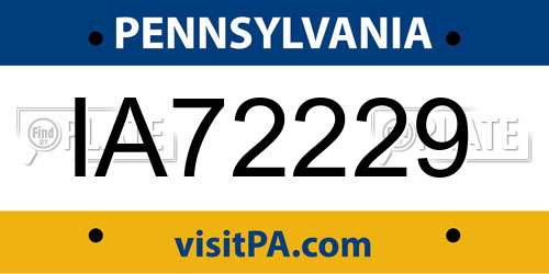 IA72229 Pennsylvania License Plate