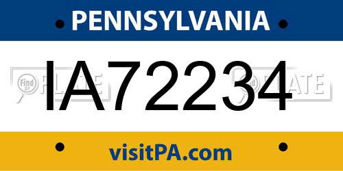 IA72234 Pennsylvania License Plate
