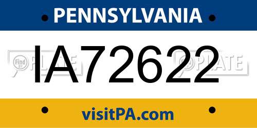 IA72622 Pennsylvania License Plate