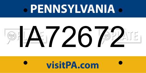 IA72672 Pennsylvania License Plate