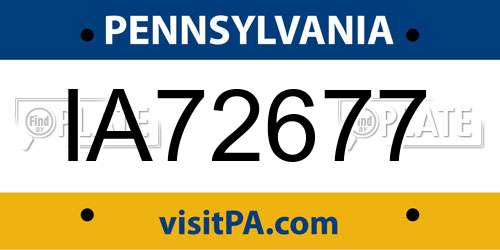 IA72677 Pennsylvania License Plate