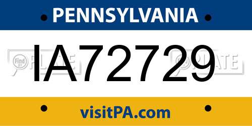 IA72729 Pennsylvania License Plate