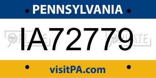 IA72779 Pennsylvania License Plate