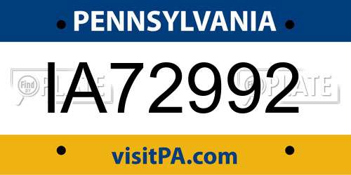 IA72992 Pennsylvania License Plate