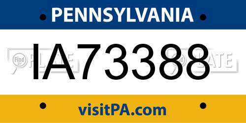 IA73388 Pennsylvania License Plate