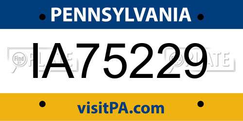 IA75229 Pennsylvania License Plate