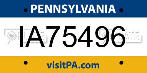 IA75496 Pennsylvania License Plate