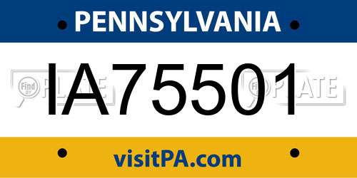 IA75501 Pennsylvania License Plate