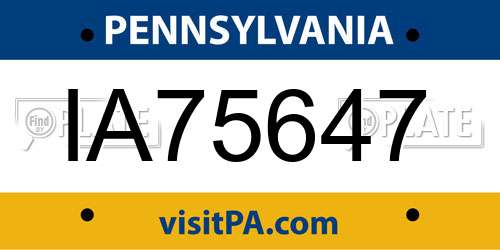 IA75647 Pennsylvania License Plate
