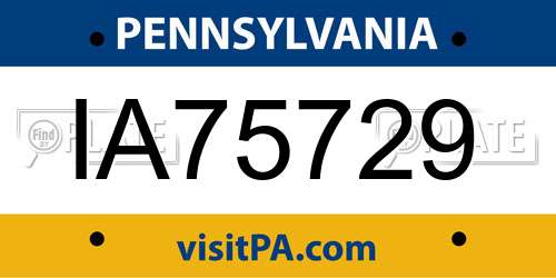IA75729 Pennsylvania License Plate