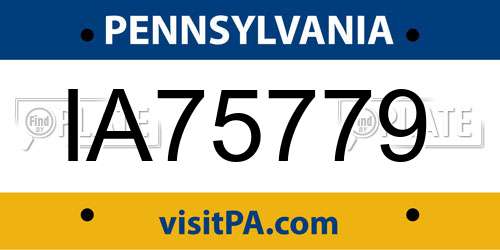 IA75779 Pennsylvania License Plate
