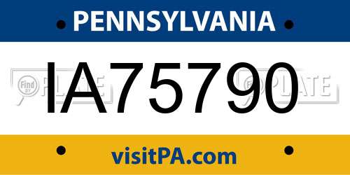 IA75790 Pennsylvania License Plate