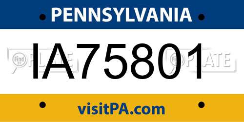 IA75801 Pennsylvania License Plate