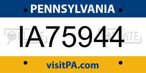IA75944 Pennsylvania License Plate