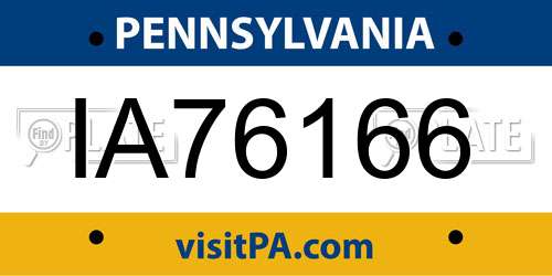 IA76166 Pennsylvania License Plate