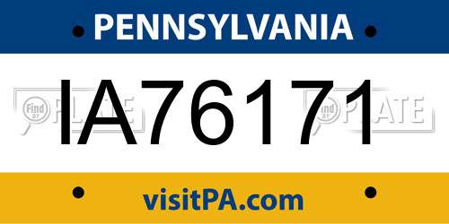 IA76171 Pennsylvania License Plate