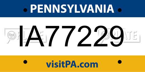 IA77229 Pennsylvania License Plate