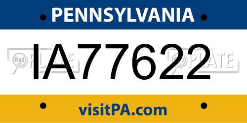 IA77622 Pennsylvania License Plate