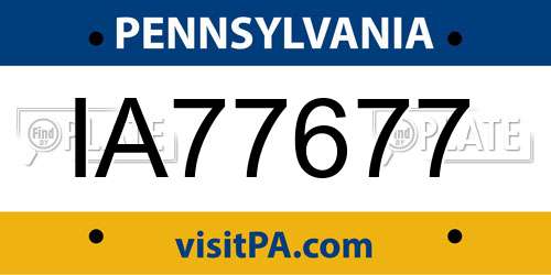 IA77677 Pennsylvania License Plate