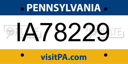 IA78229 Pennsylvania License Plate
