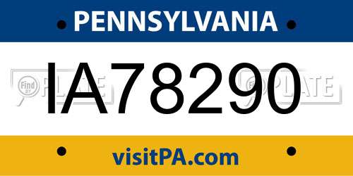 IA78290 Pennsylvania License Plate