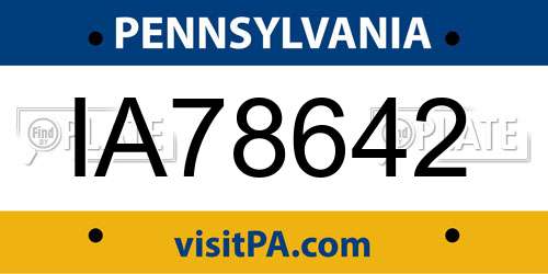 IA78642 Pennsylvania License Plate