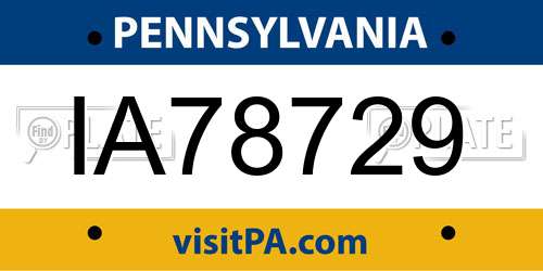 IA78729 Pennsylvania License Plate