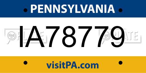 IA78779 Pennsylvania License Plate