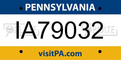 IA79032 Pennsylvania License Plate