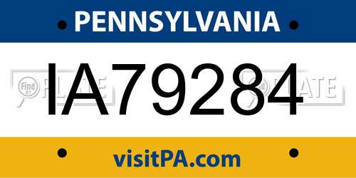 IA79284 Pennsylvania License Plate