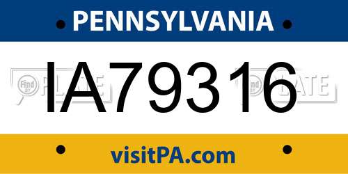 IA79316 Pennsylvania License Plate