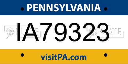 IA79323 Pennsylvania License Plate