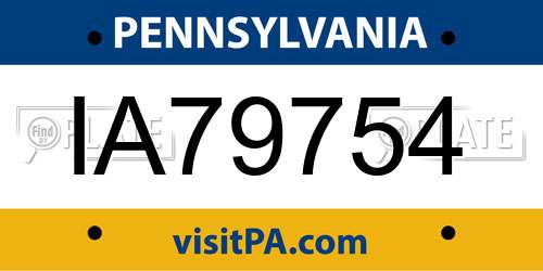 IA79754 Pennsylvania License Plate