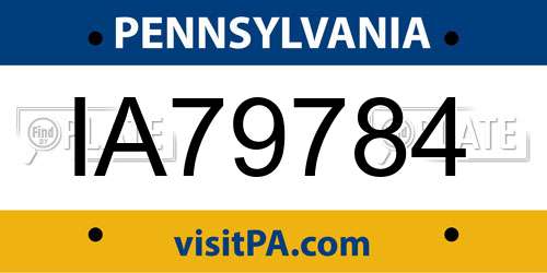 IA79784 Pennsylvania License Plate