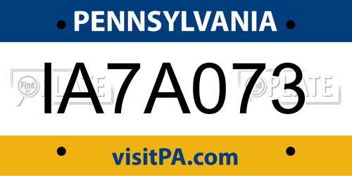 IA7A073 Pennsylvania License Plate