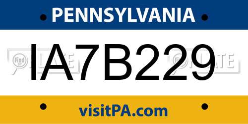 IA7B229 Pennsylvania License Plate